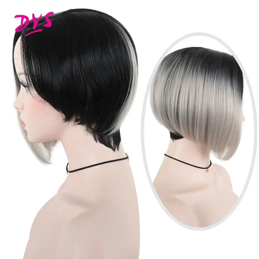 Deyngs Pixie Cut Bob парики короткие прямые естественные синтетические волосы для черных