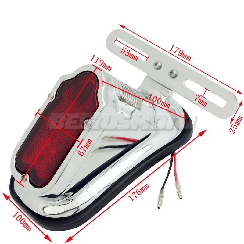 Мотоциклетная алюминиевая красная надгробная задняя фара для Harley Chopper Bobber Custom