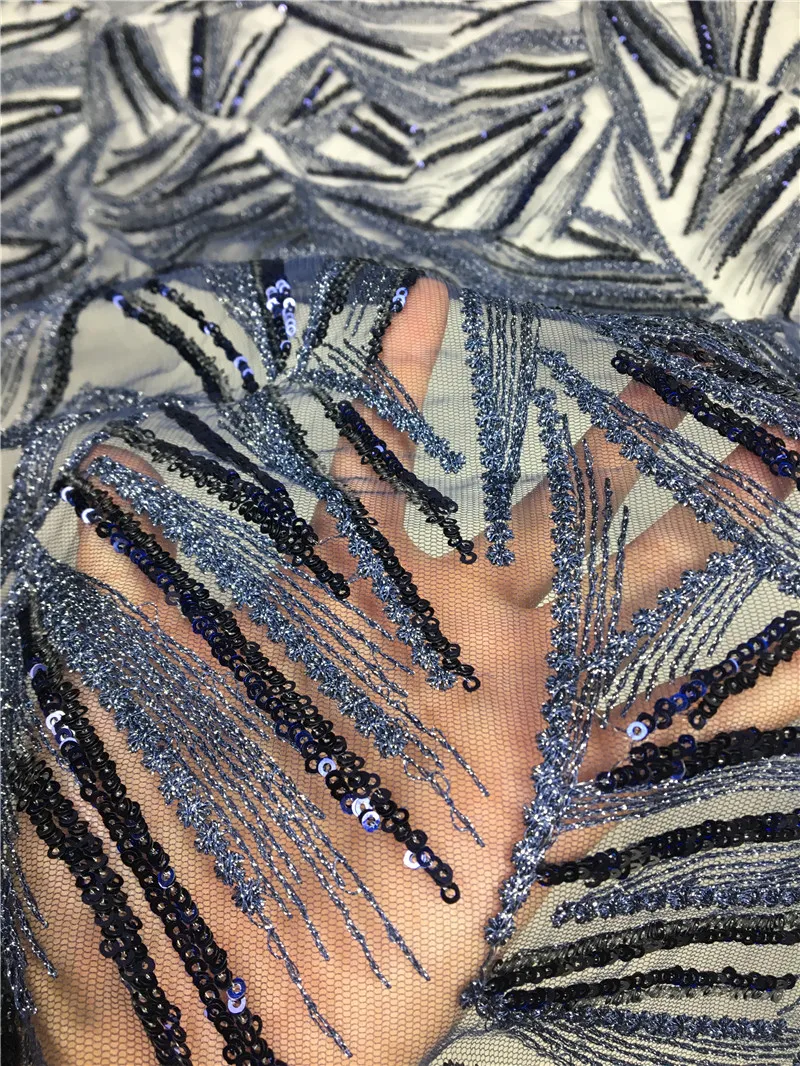 

New Design High quality African tulle lace French net sequins embroidered lace fabric for party dress