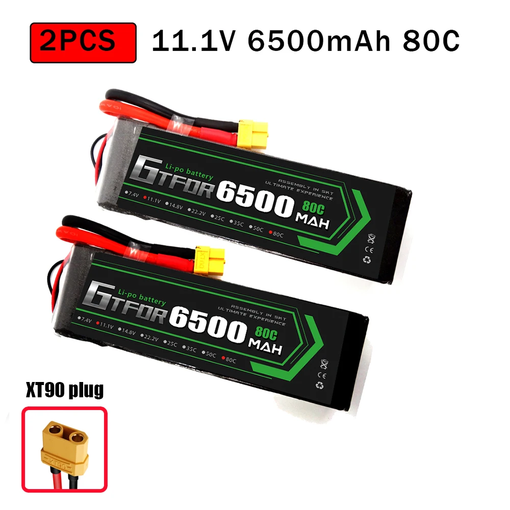 2PCS6500SOFTXT90 GTFDR 2 шт. RC батарея Lipo 7,4 V 11,1 V 2S 3S 6000MAH 6500MAH 6200MAH 7000mah 50C 60C 80C 100C 120C для RC Stampede автомобильный Дрон - Цвет: 2PCS6500SOFTXT90