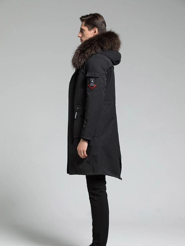 Парка пальто с натуральным мехом Длинная зимняя куртка подкладка из