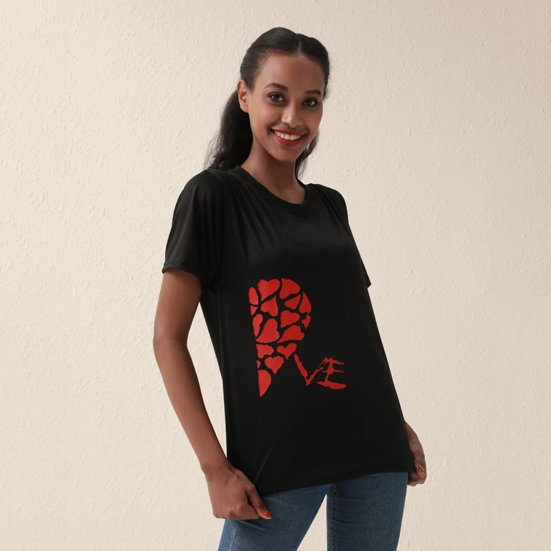 Лидер продаж простая футболка с сердечком для влюбленных пар Летние