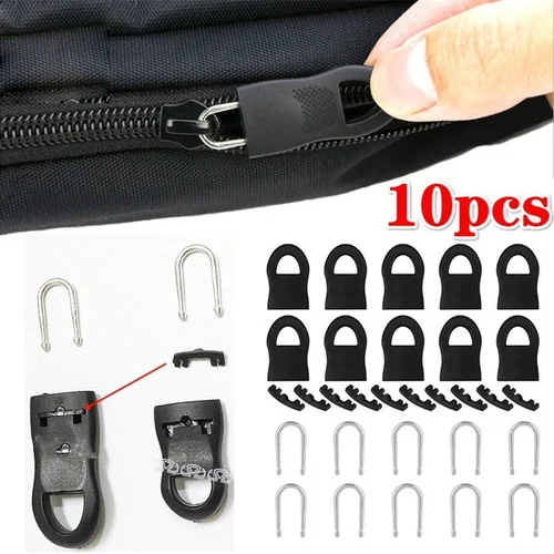 

10pcs Replacement Zipper Tags Zip Fixer For Clothes Bags Accessories