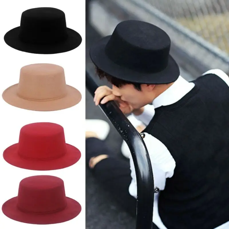 Однотонная шерстяная шляпа унисекс для мужчин и женщин с широкими полями|Мужские