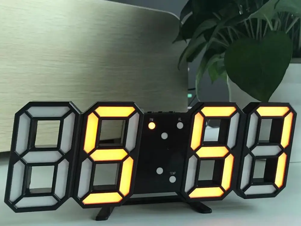 Yellow2 Цифровой будильник времени Мини светодиодный настенные часы WithTime портативные цифровые часы ночной Светильник Волшебные часы - Цвет: Yellow2