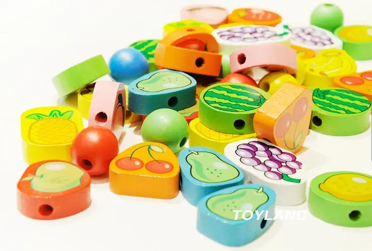 Бесплатная доставка дерево 50 шт. конструктор в форме фруктов/струнные бусины