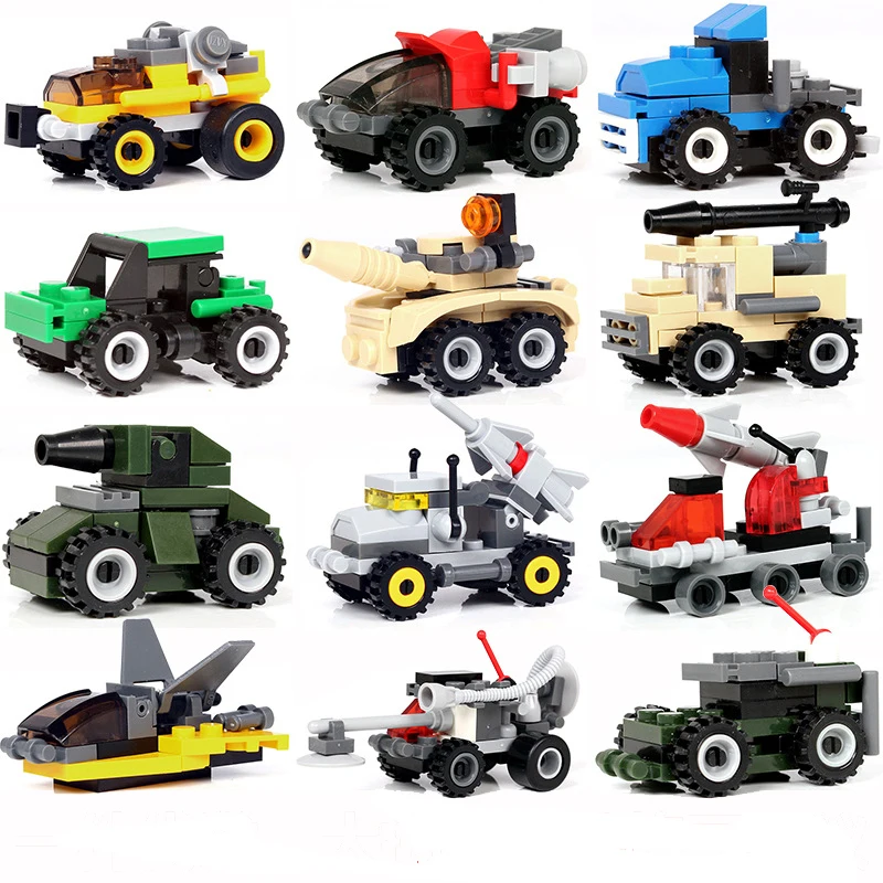 

Kids лего Mini Transportation tank plane Car Educational Assembled Models Building Blocks Compatible Small Montessori Bricks toy