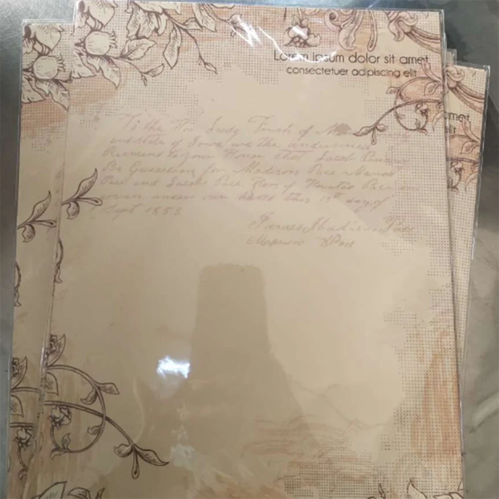 

50pcs European Style Paper Retro Writing Paper Vintage Letter Paper Romantic Stationery (Light Coffee Jasmine)