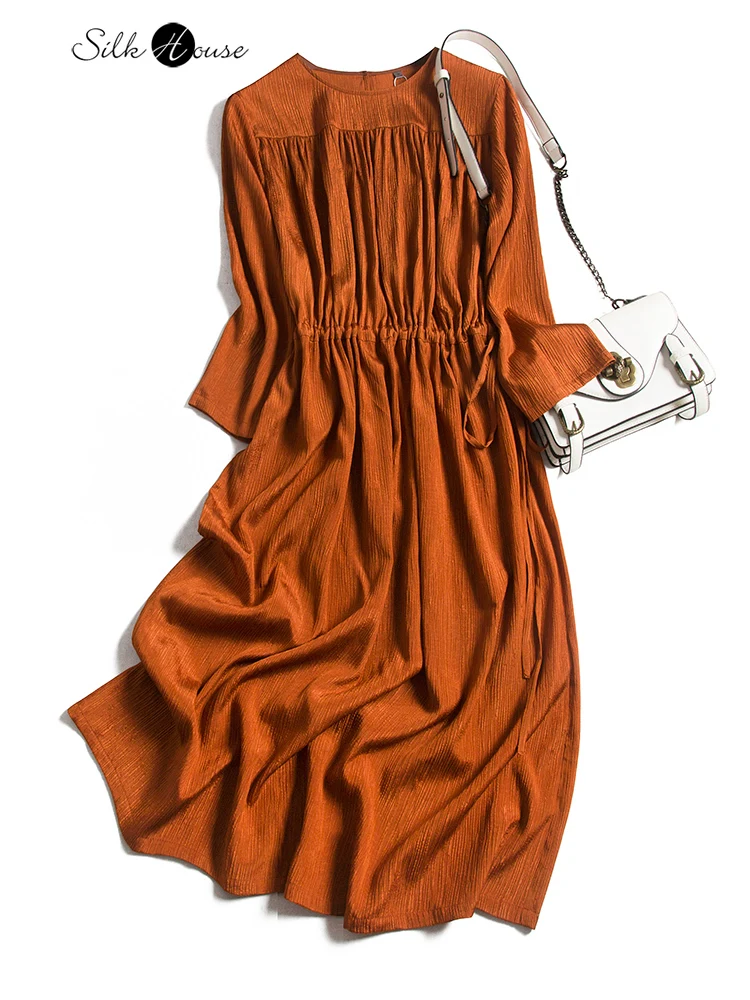 

Платье Глянцевая ива креп тяжелый шелк трехмерное французское платье 2021 Женская мода Новинка