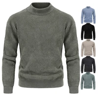 autumn and winter new mens high quality pullover sweater pure color warm sweater fashion casual sweater