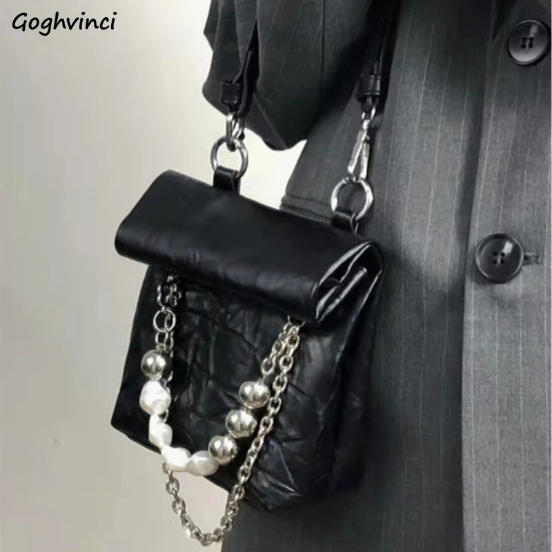 

Pleated Crossbody Bags Women Dark Academia Foldable Chic PU Leather Fashion Designer Shoulder Bag Small Flap Teens All-match Ins