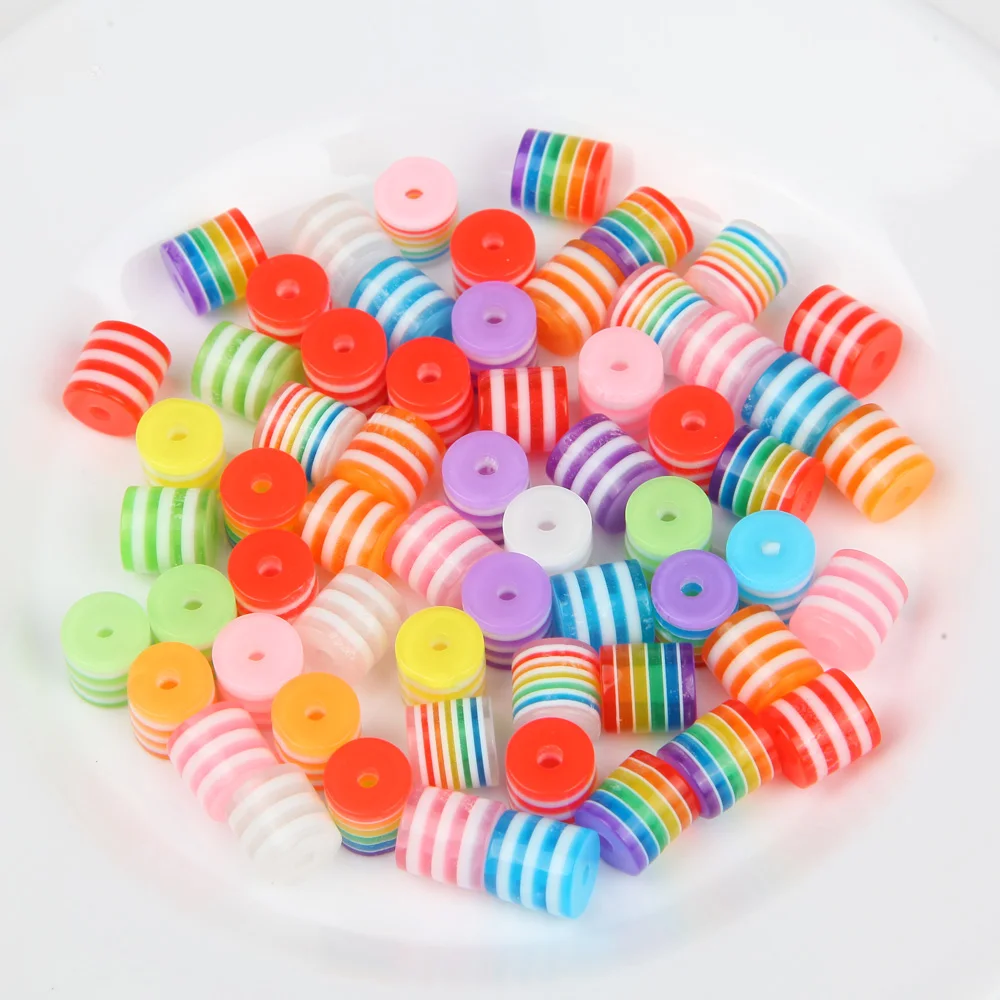 

50PCS 8mm Mixed Color Beads Cylindrical Spaced Beads for Jewelry Making Bracelet DIY Necklac Supplies Handmade Resin Accessories