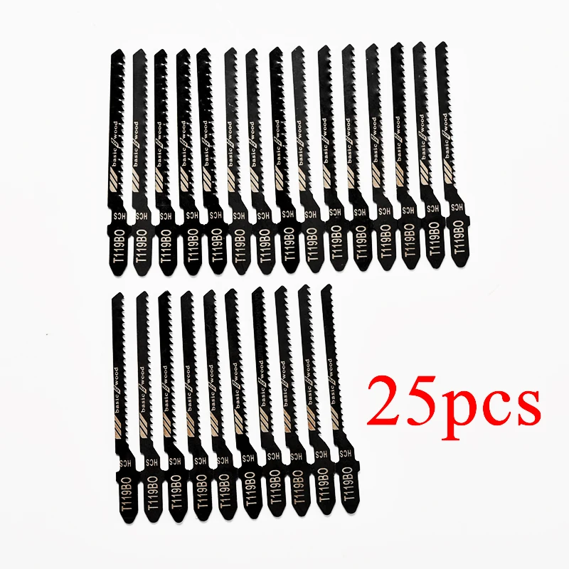 

25Pcs/Set T119BO Jig Saw Blade Set Metal Steel Jigsaw Blade Set Fitting For Plastic High Carbon steel Woodworking Tools