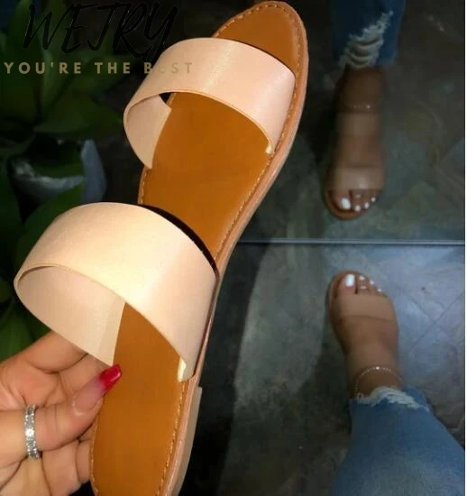 

2020 New Women Flip Flop Transparen Double Layer Sandals Flat Bottom Ladies Beach Shoes Outdoor Slippers Pvc Clear Jelly Slides