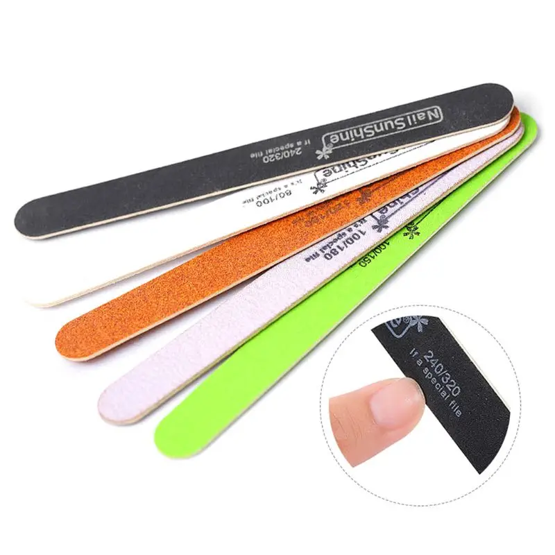 5 шт./компл. деревянные пилка для ногтей буферный Шинер Шлифовка с 2 сторон