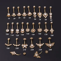 316l stainless steel belly navel piercing double round high quality zircon belly button rings barbell piercing body jewelry 14g