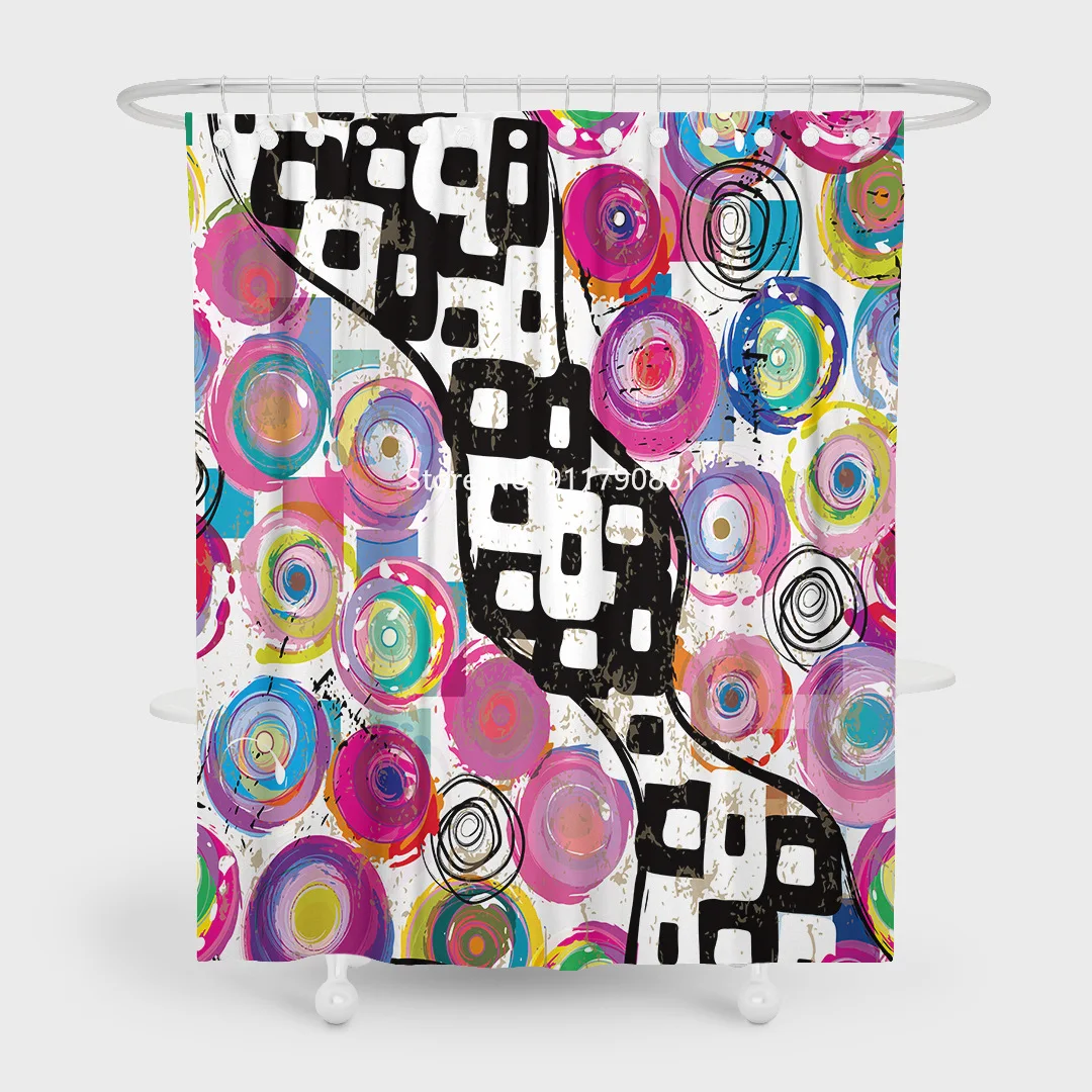 

Colorful Tree Leaf Heart Pattern Waterproof and Mildew Proof with Hook Washable Fashion Shower Curtain Home Bathroom Decoration