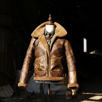 cdj 107 european us size high quality super warm genuine sheep leather coat mens big b3 shearling bomber military fur jacket