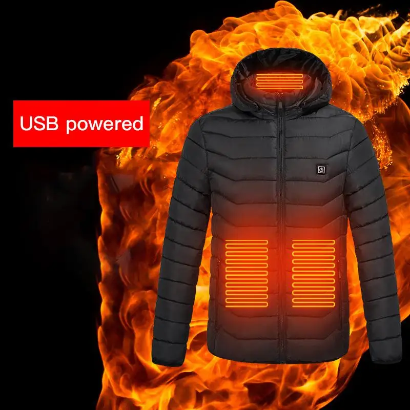Men 9 Areas Heated Jacket USB Winter Outdoor Electric Heating Jackets Warm Sprots Thermal Coat Clothing Heatable Cotton jackets