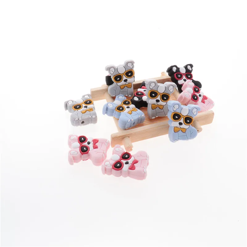 

50 шт. Силиконовые бульдог детские бусины для прорезывания зубов BPA бесплатно для прорезывания зубов для новорожденных жемчужина силиконовая соска клип-цепь DIY детские сенсорные игрушки