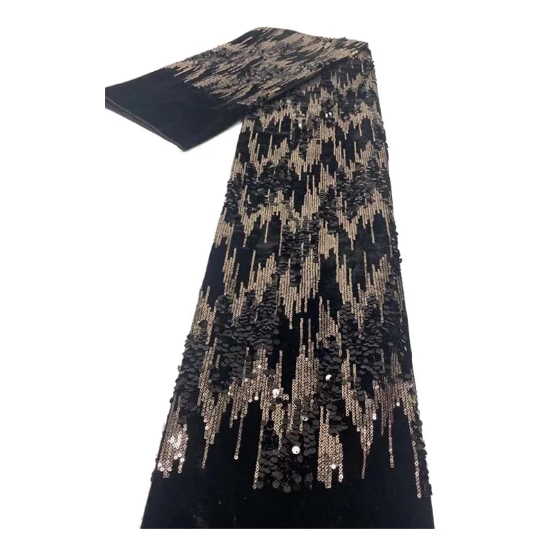 

Nigeria Sequined Lace Fabric 5 Yards 2021 New High Quality Wedding Banquet Show French African Lace Fabric