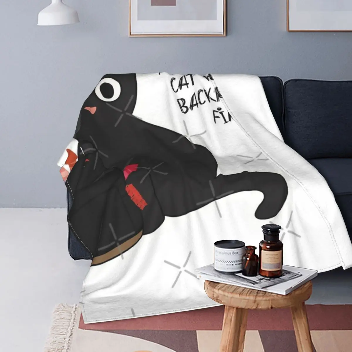 

Manta de gato negro para cama, cubrecama a cuadros, manta doble de muselina a cuadros para invierno, 2 unidades