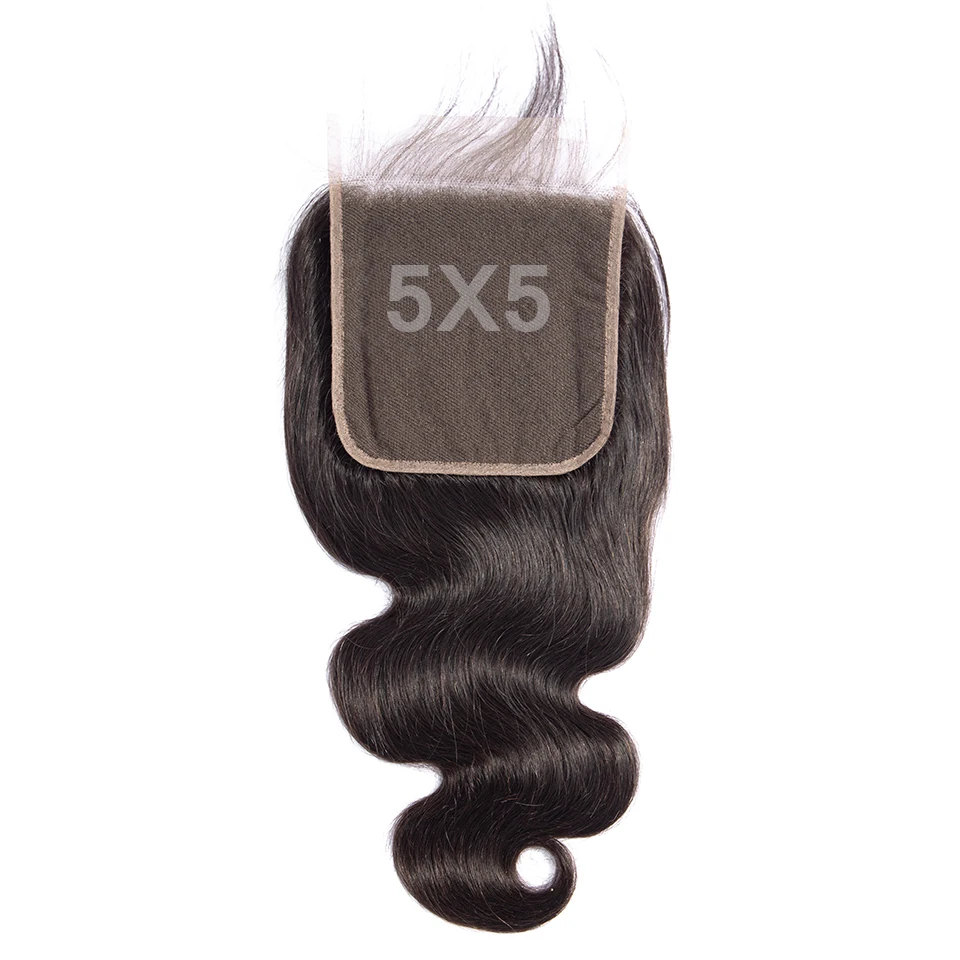 Fashow 5X5 бразильские волосы закрытие больше чем 4X4 с детскими волосами ручная