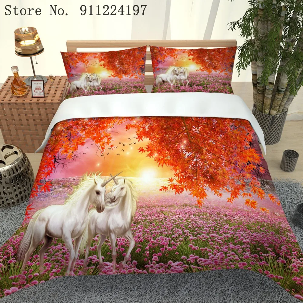 3D печати пододеяльник Белая лошадь Стёганое одеяло крышки Твин Полный Queen