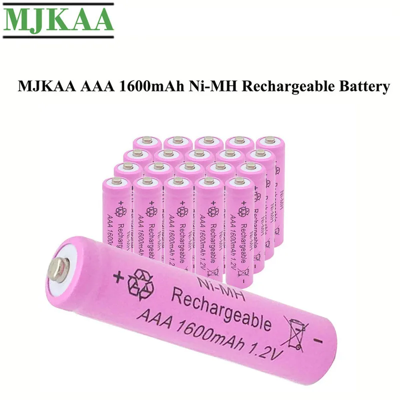 MJKAA 20 шт AAA 1600mAh 1 2 V Ni MH аккумуляторная батарея 3A розовый высокое качество