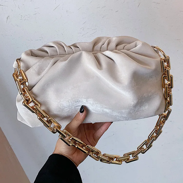 

Folded Cloud Bag for women Shoulder bags 2022 new Fashion Thick chain Female Handbags ladies Underarm bag totes bolsa feminina