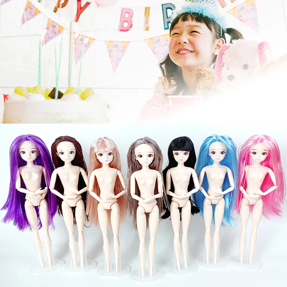 Подвижная шарнирная кукла с длинным париком и объемными глазами человеческим