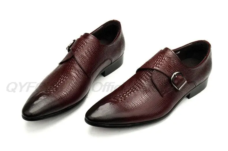 Мужские оксфорды QYFCIOUFU из натуральной кожи с пряжкой цвет черный/коричневый |