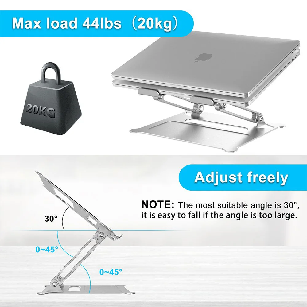 

Laptop Stand Aluminium Alloy Adjustable , Aluminum Laptop Holder Multi-Angle Stand Heat Release Foldable Laptop Notebook Stand