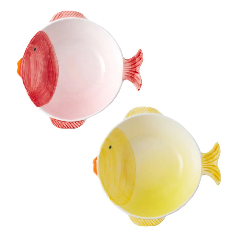 

Lovely Porcelain Fish Design Soup Bowl Kids Milk Dish Noodles Bowl