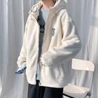 Privathinker Двусторонняя одежда с буквенным принтом, мужские шерстяные куртки из овечьей шерсти, Свободные теплые модные зимние пальто, верхняя одежда на молнии