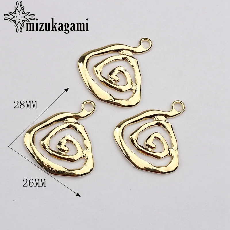 

Zinc Alloy Metal Golden Geometric Spiral Waterdrop Charms Pendants 6pcs/lot For DIY Jewelry Earrings Making Accessories
