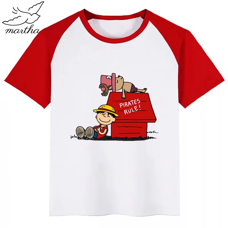 Забавная футболка с Луффи для мальчиков и девочек Детские топы героями