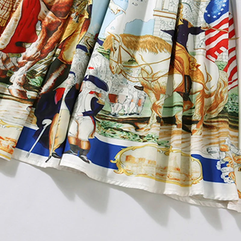 

Spring New Brand Printed Mid Dress Woman Slim A-line Knee-length Dress for Woman Female Casual Party Dresses