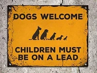 tin metal signsvintage posters decorationsgrunge style dogs welcome safety for wall decor12x8 inches