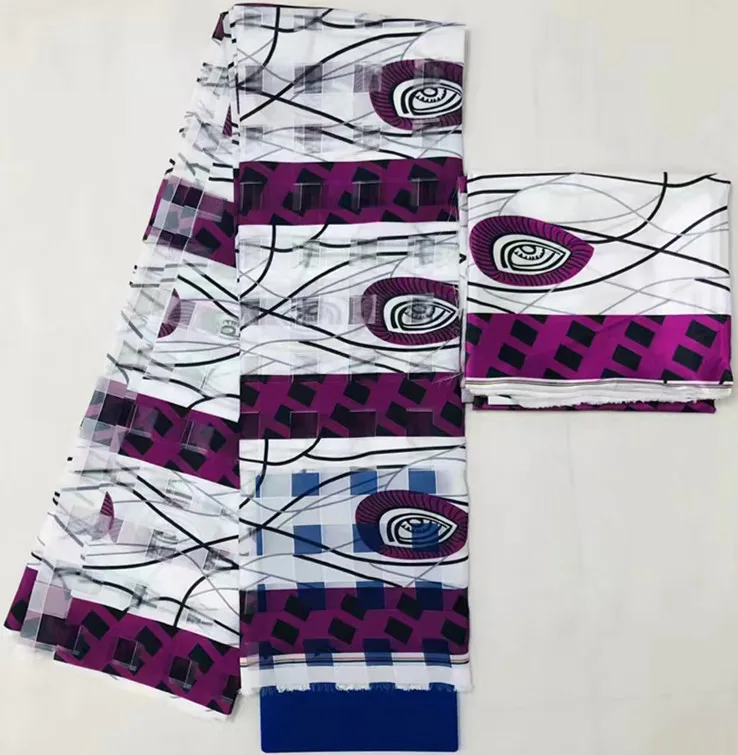 Pure silk fabric organza african abkara wax print 2+4yards ribbon for dress MM-C1 | Дом и сад