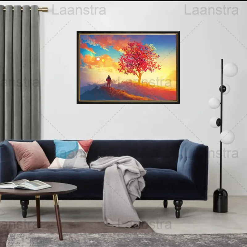 

Beautiful Landscape Home Decoration Painting Woods Fallen Leaves Living Room Wall Art Canvas Poster Forest Fire Bedroom Prints