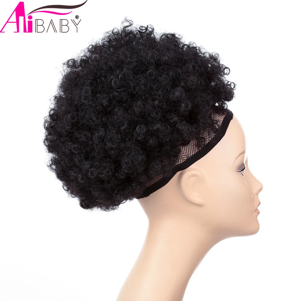10 дюймов буфами на рукавах Afro курчавый кудрявый шиньон парик &quotконский хвост&quot