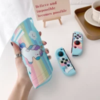 cartoon rainbow unicorns couples soft tpu full cover gamepad switch protective case for nintendo switch and oled