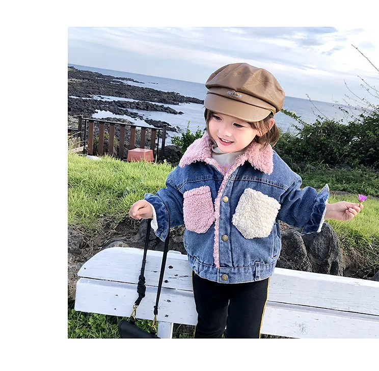 2019 Baby Girl Boy denim coat cashmere inside Girls Kids winter thick warm Tops coats Jackets Children Clothes | Детская одежда и