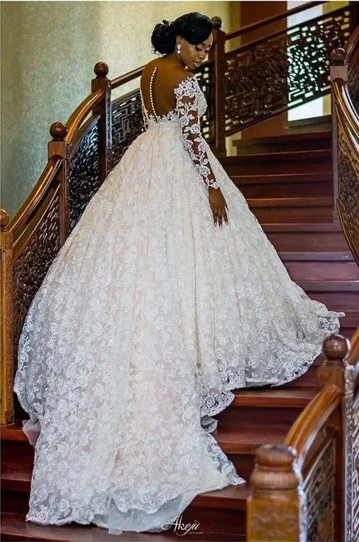 Арабские Роскошные кружевные расшитые бисером Свадебные платья с прозрачной