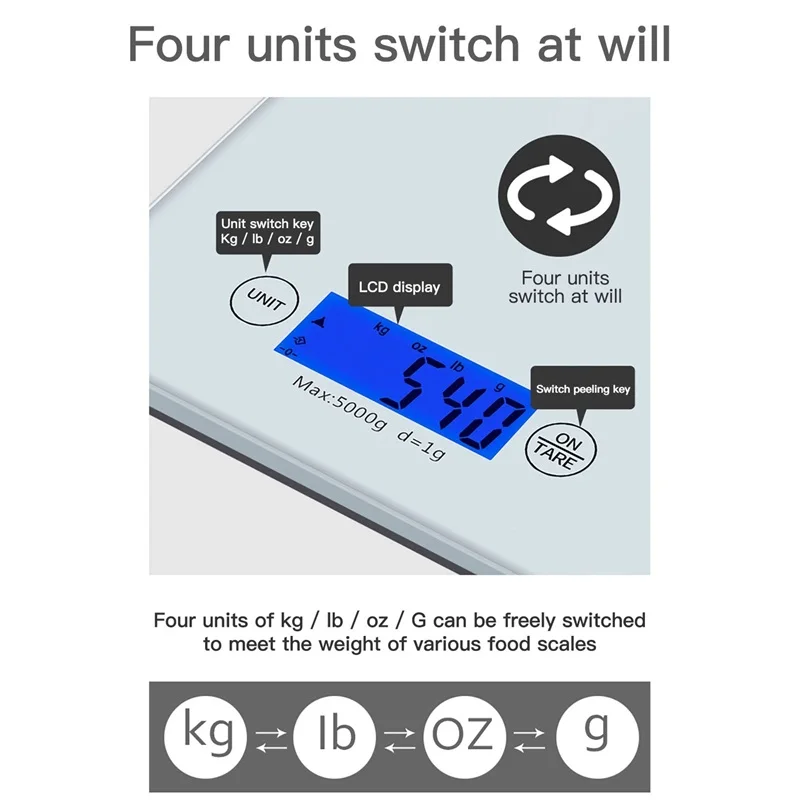 

5kg 1g Lcd Portable Baking Kitchen Scale Durable Balance Precision Cooking Unit Electronics Digital Weight Measuring Tools Mini