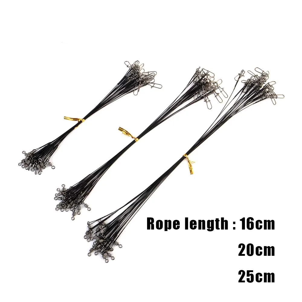 

20PCS 16-27CM Fishing Line Trace Rope Steel Wire Leader Rolling Swivel Tackle Spinner Shark Spinning