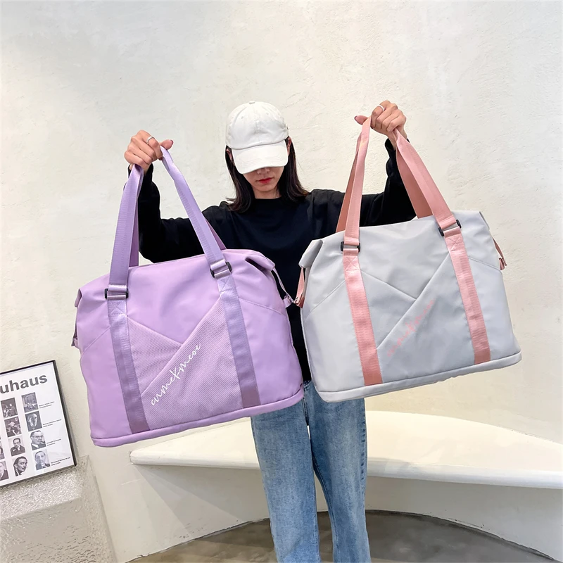 

16/19 дюймовая нейлоновая Дорожная сумка унисекс, портативная вместительная сумка для фитнеса, Женская дорожная сумка через плечо, водонепроницаемая багажная сумка