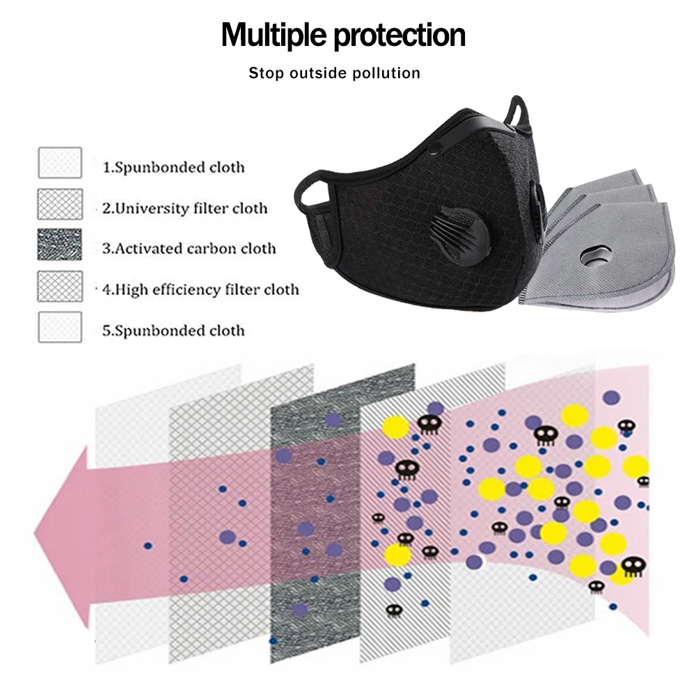 Противозагрязняющие маски для лица езды на велосипеде Пылезащитная маска защита