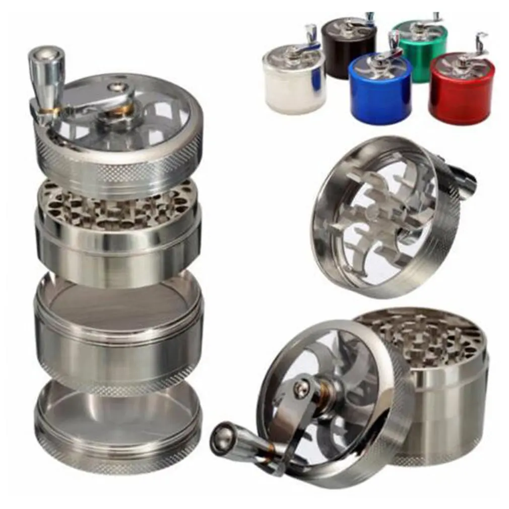 

40mm 4-layer Zinc Hand-cranked Cigarette Grinder Low Noise Convenience Cigarette Grinder Zinc Alloy Safe Material
